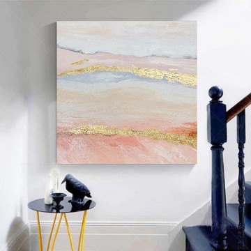 抽象的かつ装飾的 Painting - ゴールド ピンク 06 壁装飾